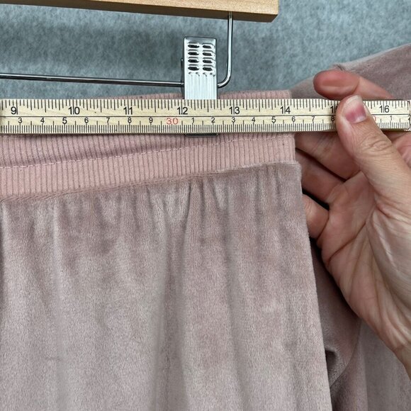 Juicy Couture Velour Sleep Wide Pant Set Size M Light Pink Rhinestone Spellout - Picture 9 of 15